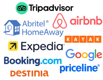 Tripadvisor, Abritel, Airbnb, Priceline, Booking, Destinia